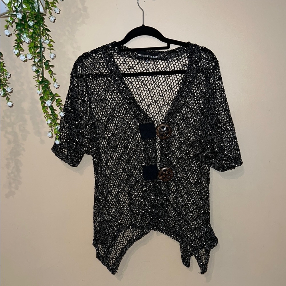 Elegant Black Mesh Blouse